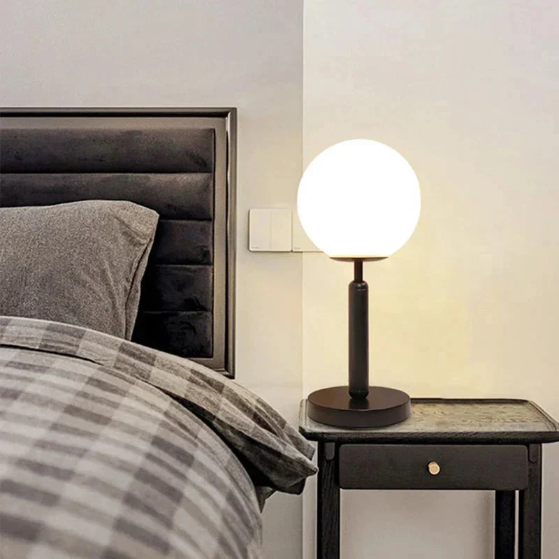 Euroselle LED Glass Globe Table Lamp With Brass Finish, Elegant Design
