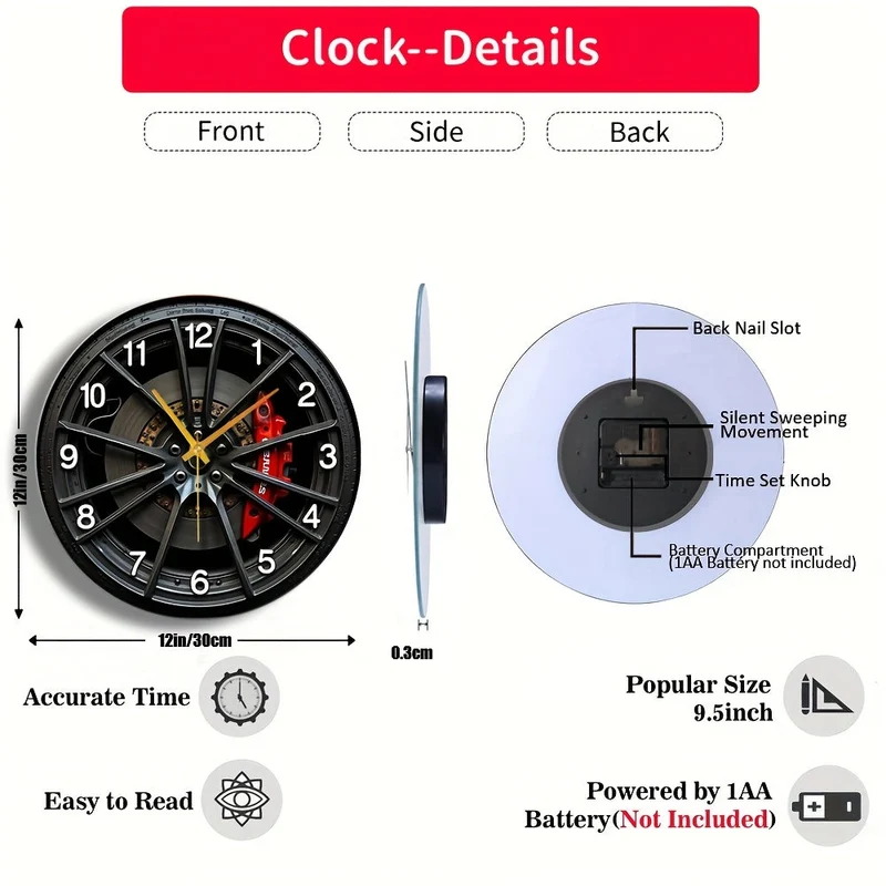 Euroselle Car-Inspired 2D Wall Clock For Enthusiasts