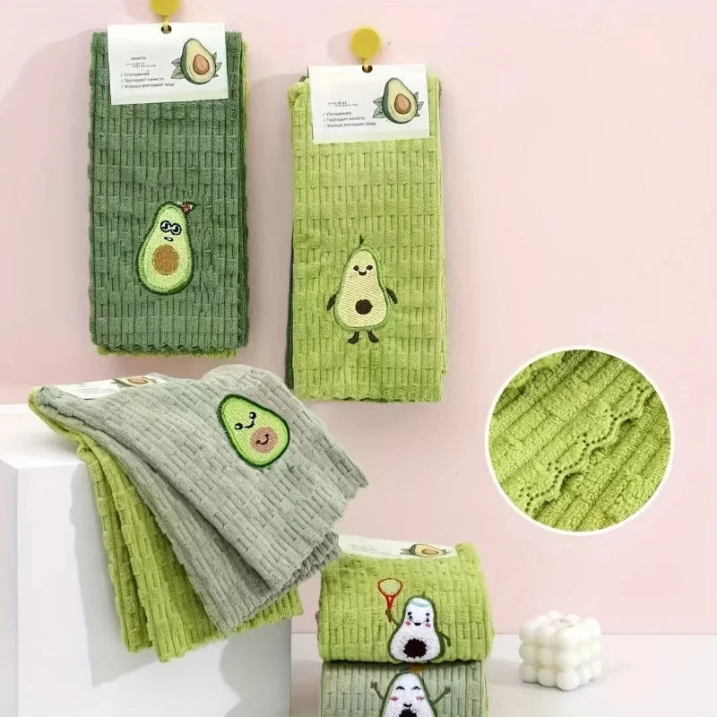 Euroselle Eco-Friendly Avocado Print Dish Towels, Set Of 4 Highly Absorbent Cloths