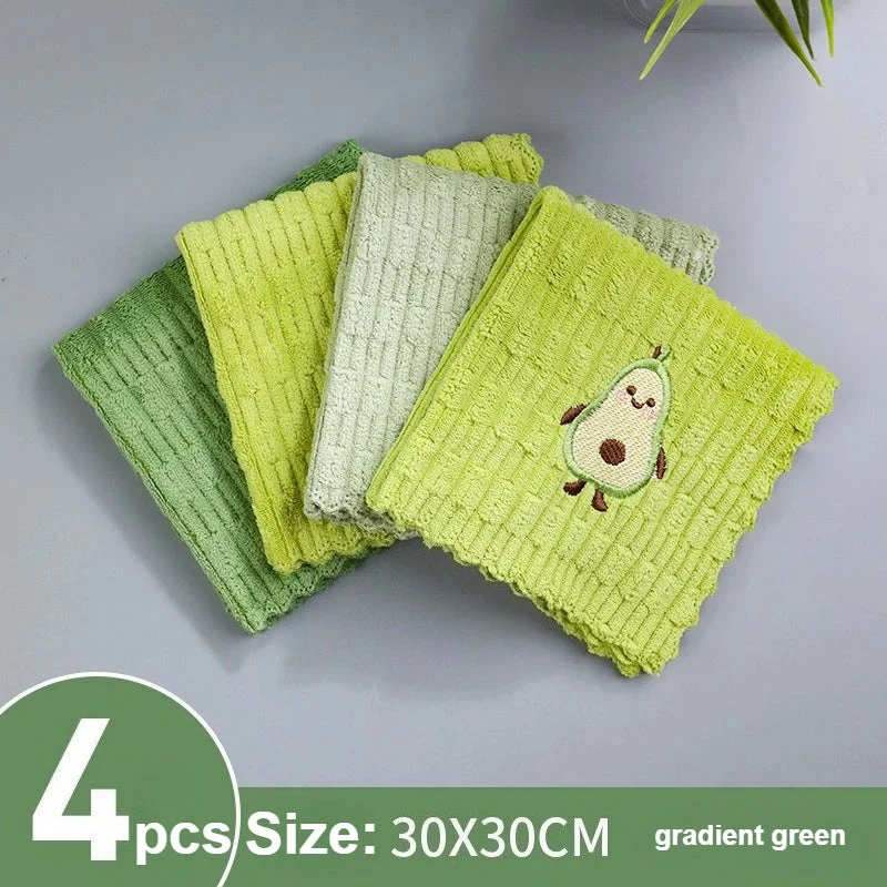 Euroselle Eco-Friendly Avocado Print Dish Towels, Set Of 4 Highly Absorbent Cloths
