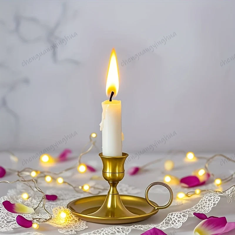 Euroselle Elegant Golden Metal Candlestick For Romantic Table Settings