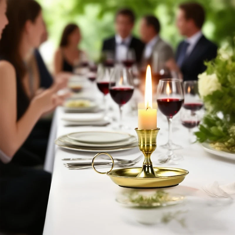 Euroselle Elegant Golden Metal Candlestick For Romantic Table Settings