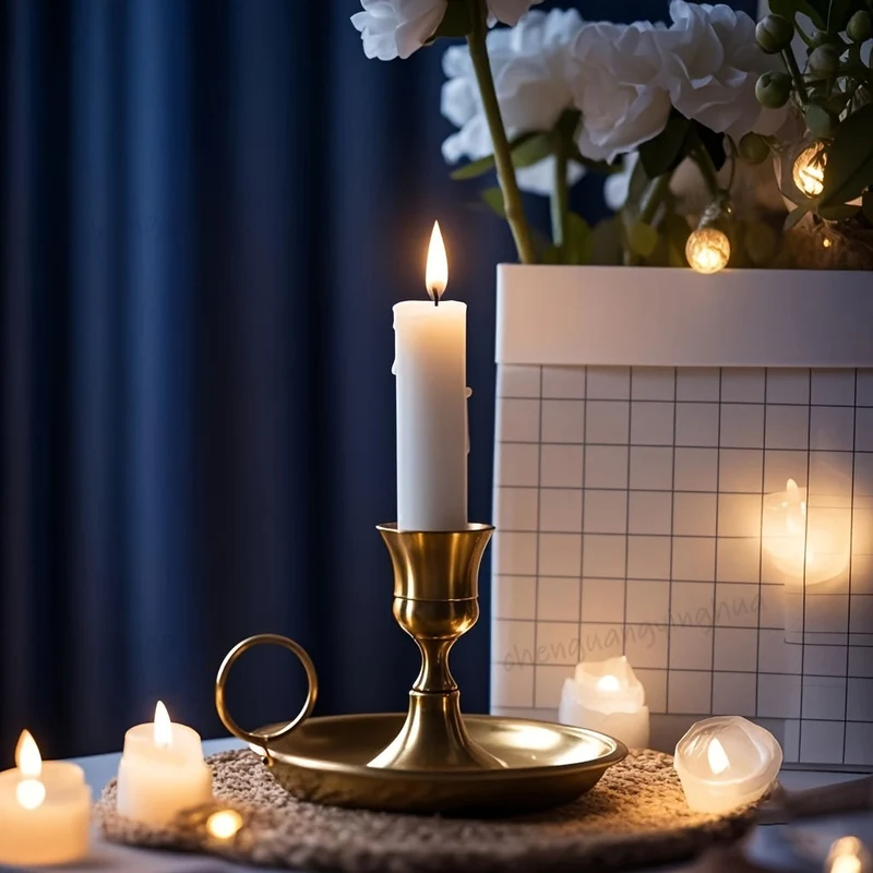 Euroselle Elegant Golden Metal Candlestick For Romantic Table Settings