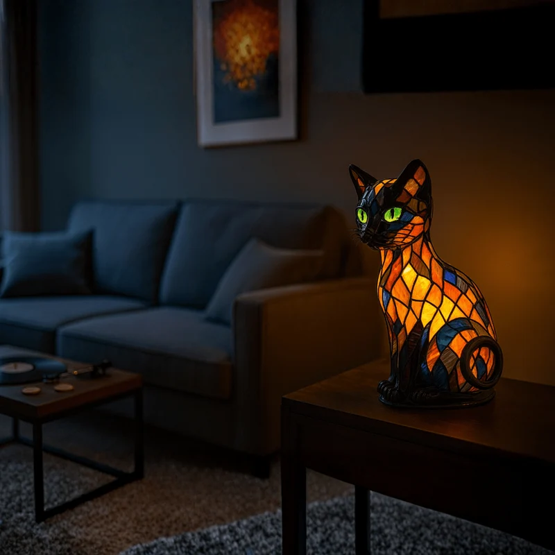 Euroselle Cute Cat Night Lamp With Soft LED Glow For Calming Ambient Light