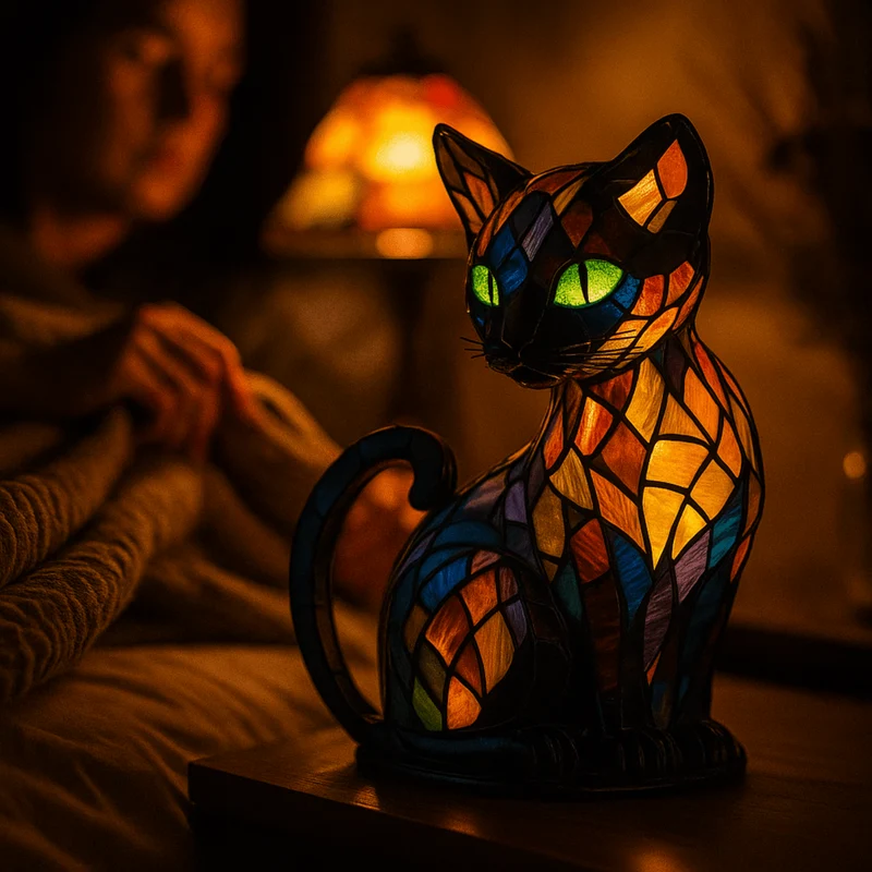 Euroselle Cute Cat Night Lamp With Soft LED Glow For Calming Ambient Light