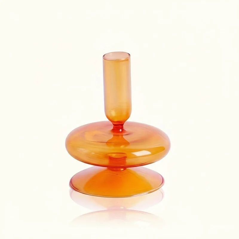 Euroselle Minimalist Glass Candle Holder Vase Decorative Art Piece