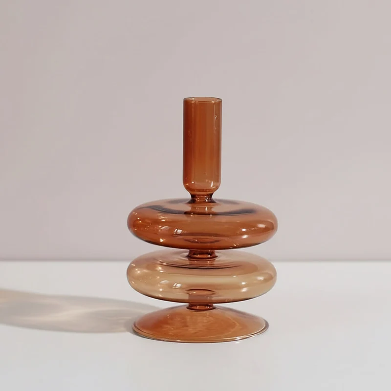 Euroselle Minimalist Glass Candle Holder Vase Decorative Art Piece