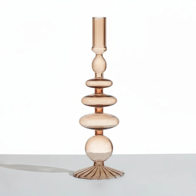 Euroselle Minimalist Glass Candle Holder Vase Decorative Art Piece