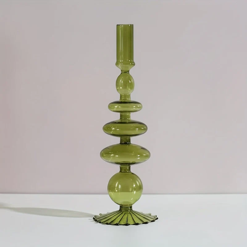 Euroselle Minimalist Glass Candle Holder Vase Decorative Art Piece