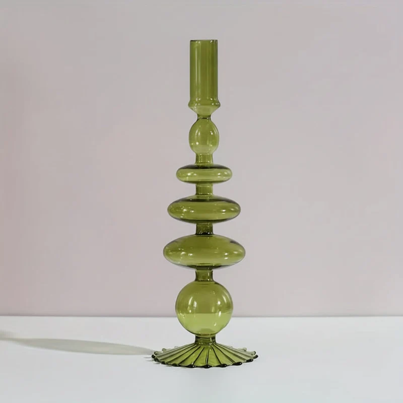 Euroselle Minimalist Glass Candle Holder Vase Decorative Art Piece