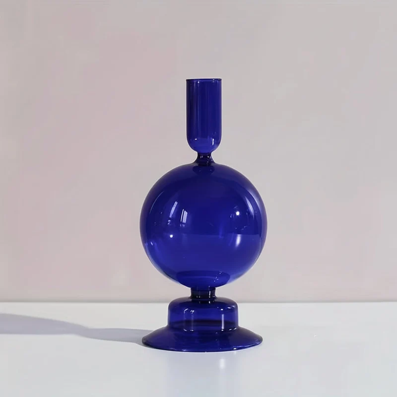 Euroselle Minimalist Glass Candle Holder Vase Decorative Art Piece