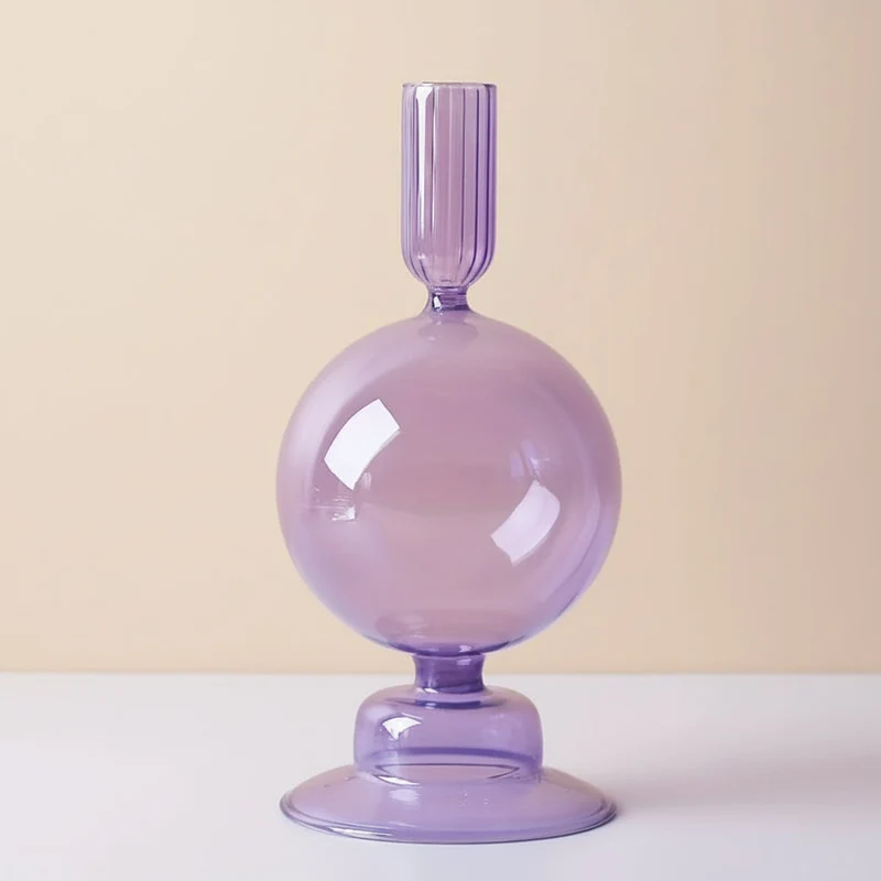 Euroselle Minimalist Glass Candle Holder Vase Decorative Art Piece