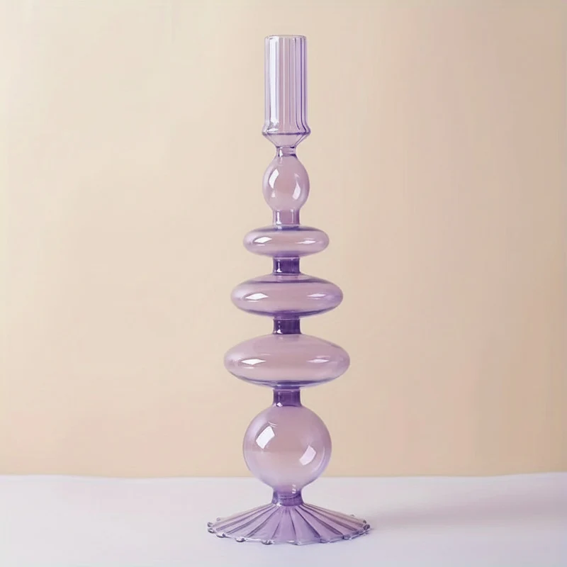 Euroselle Minimalist Glass Candle Holder Vase Decorative Art Piece