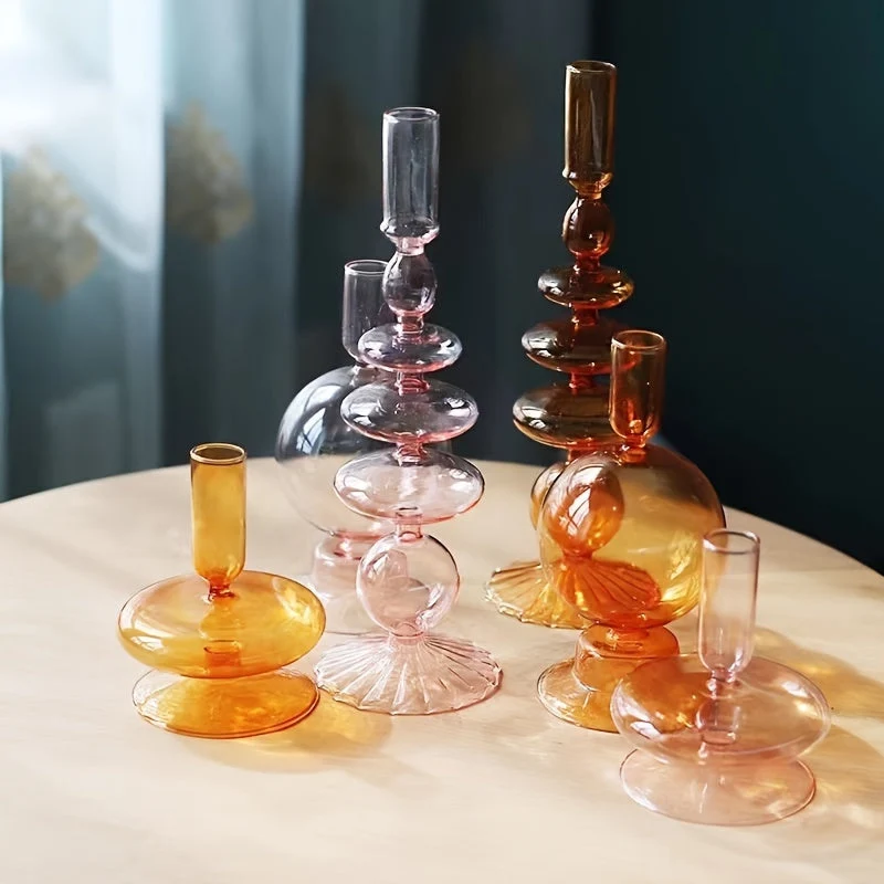 Euroselle Minimalist Glass Candle Holder Vase Decorative Art Piece
