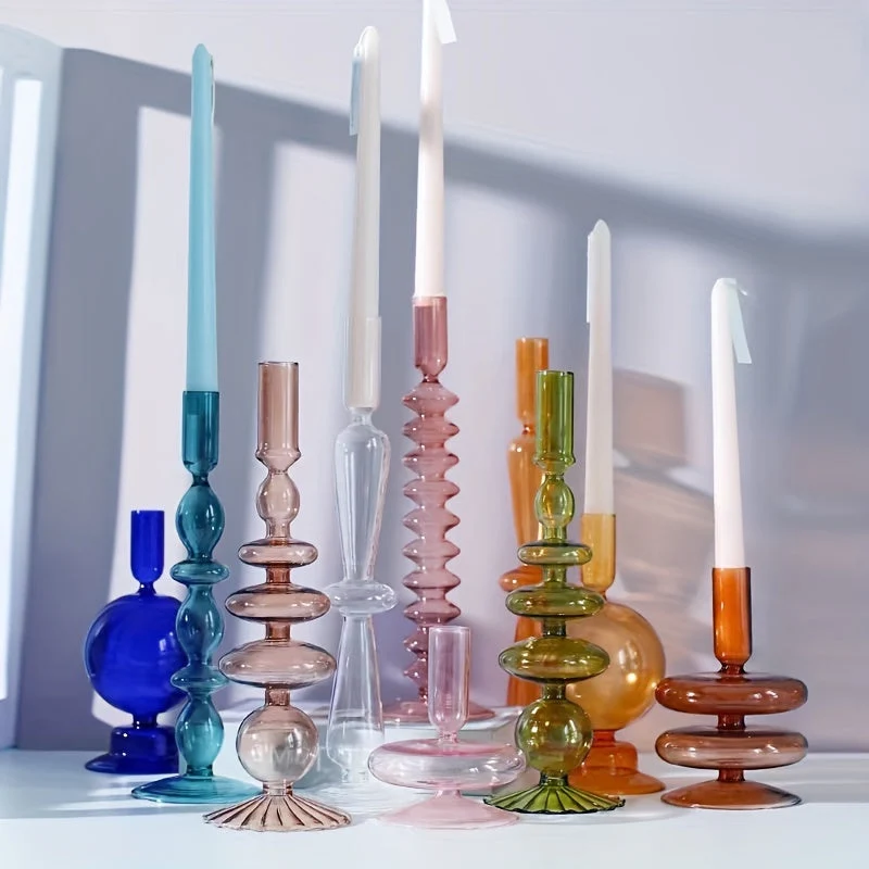 Euroselle Minimalist Glass Candle Holder Vase Decorative Art Piece