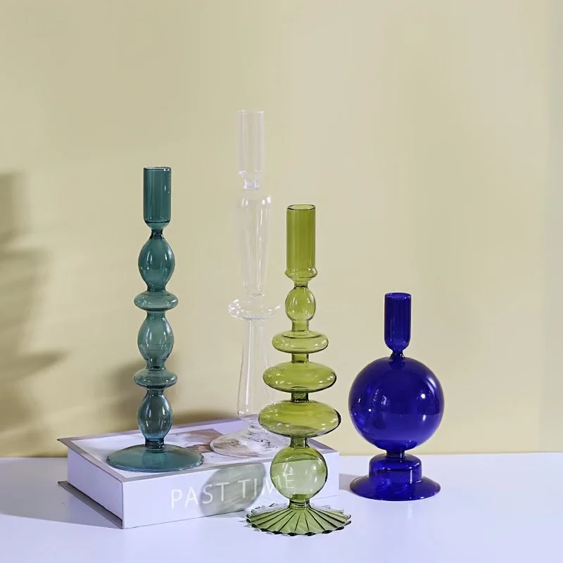 Euroselle Minimalist Glass Candle Holder Vase Decorative Art Piece