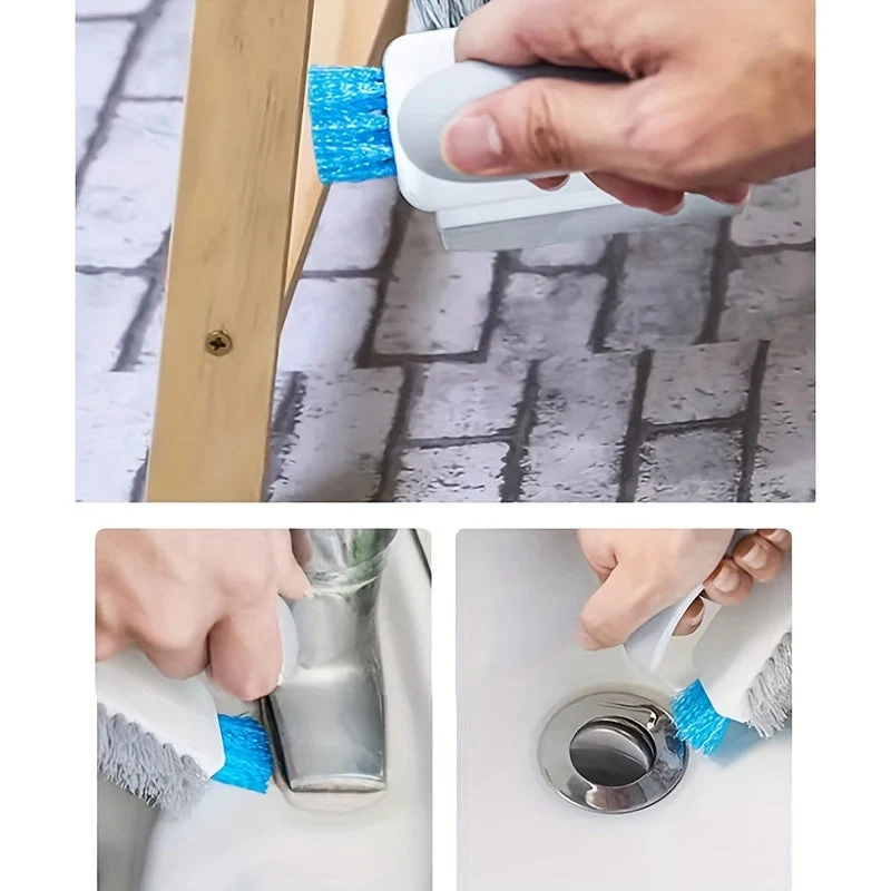 Euroselle 2-In-1 Crevice and Floor Scrub Brush, Durable Plastic, Portable Design