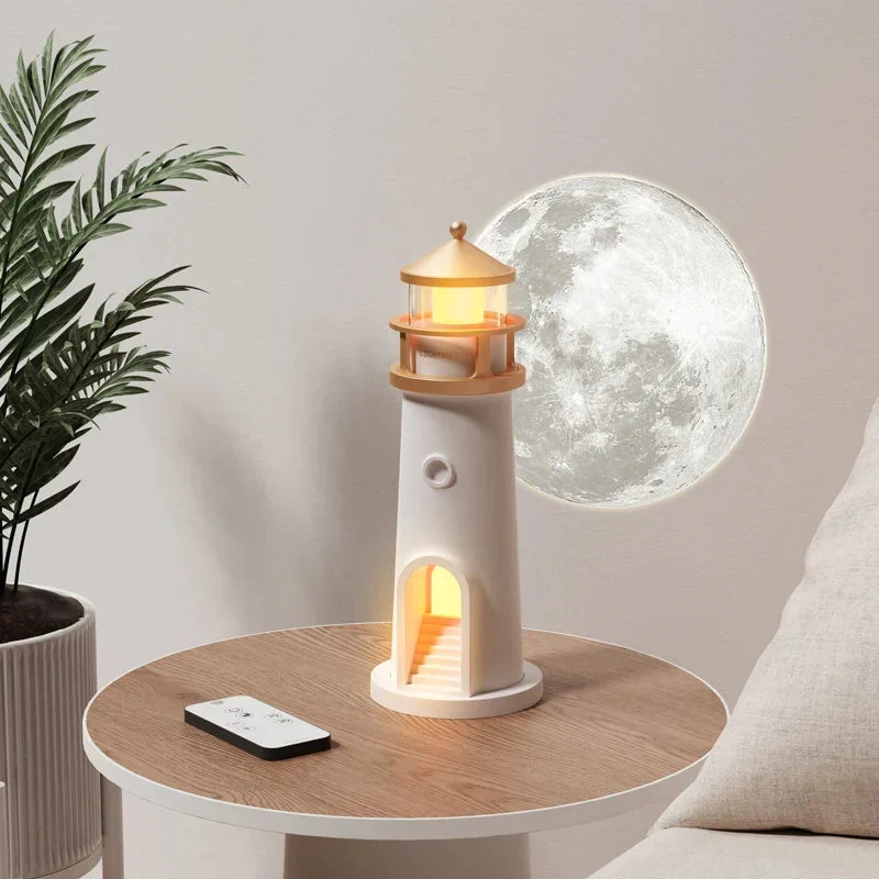Euroselle Lighthouse Moon Projection LED Night Light With Rechargeable Battery And Motion Sensor