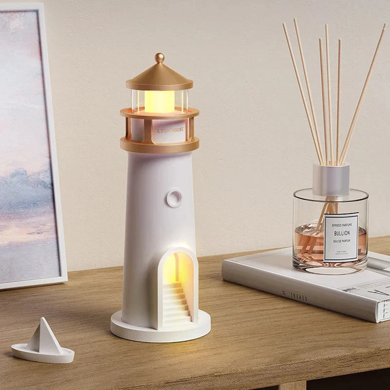 Euroselle Lighthouse Moon Projection LED Night Light With Rechargeable Battery And Motion Sensor