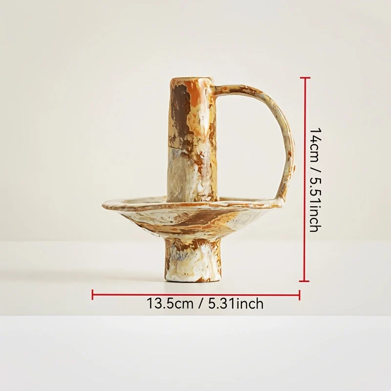 Euroselle Handcrafted Ceramic Candlestick With Retro Design
