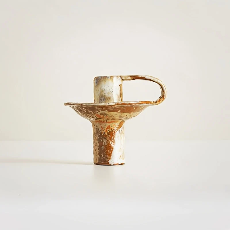 Euroselle Handcrafted Ceramic Candlestick With Retro Design