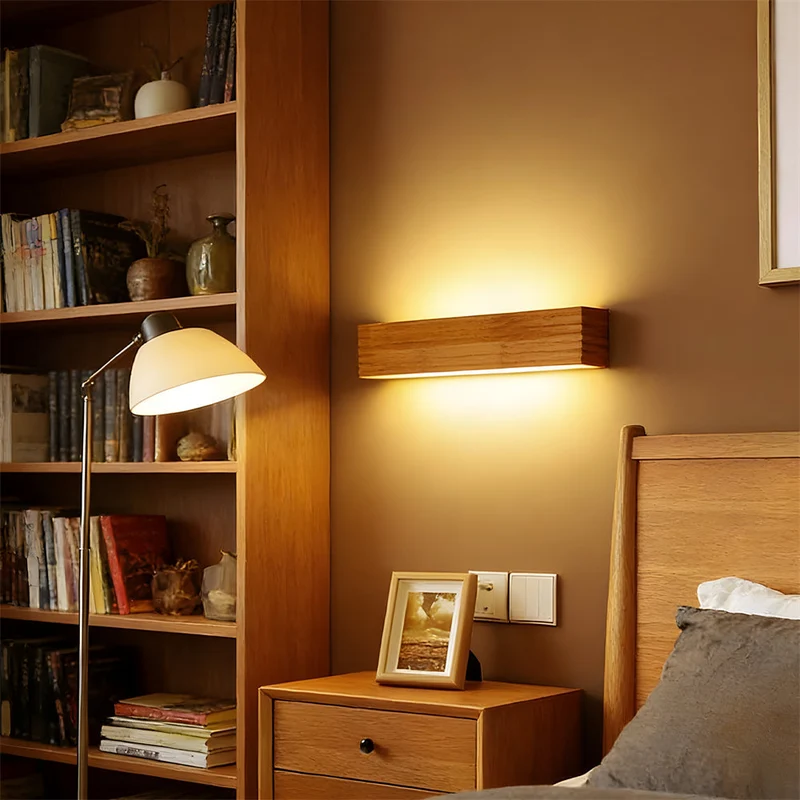 Euroselle Wall Light, Wood And Acrylic, E26 E27 Bulb Base, 110V/120V Direct Wired