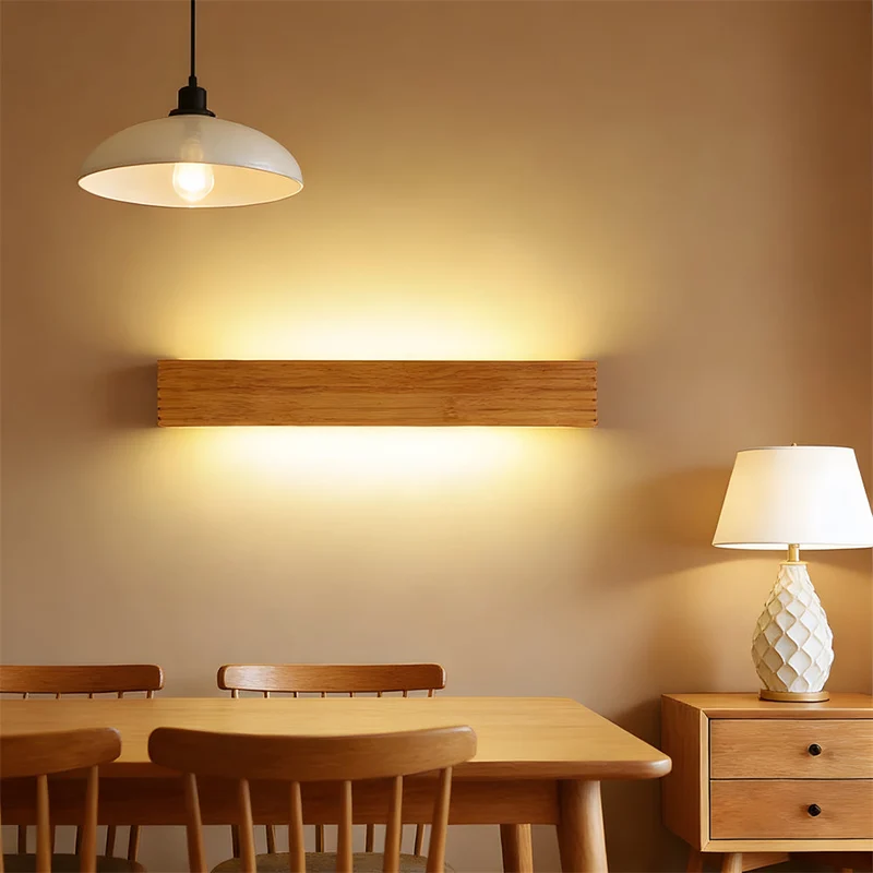 Euroselle Wall Light, Wood And Acrylic, E26 E27 Bulb Base, 110V/120V Direct Wired