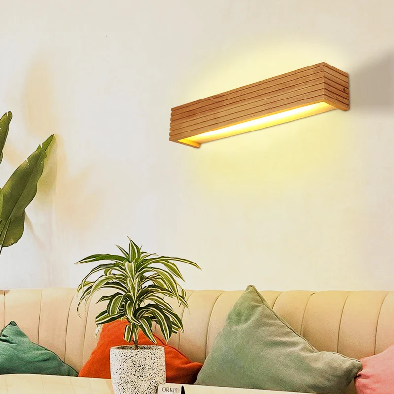 Euroselle Wall Light, Wood And Acrylic, E26 E27 Bulb Base, 110V/120V Direct Wired