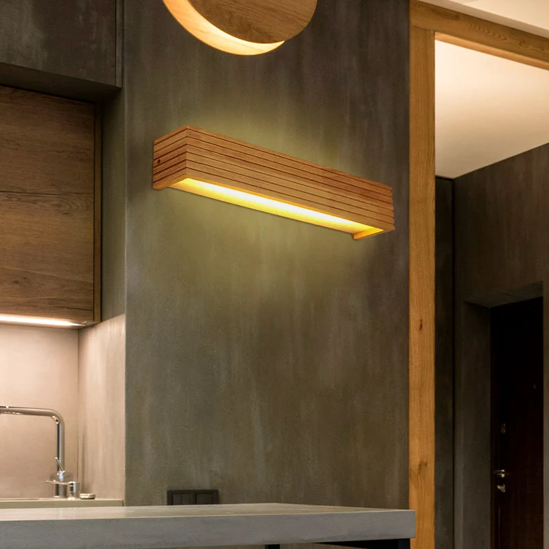 Euroselle Wall Light, Wood And Acrylic, E26 E27 Bulb Base, 110V/120V Direct Wired