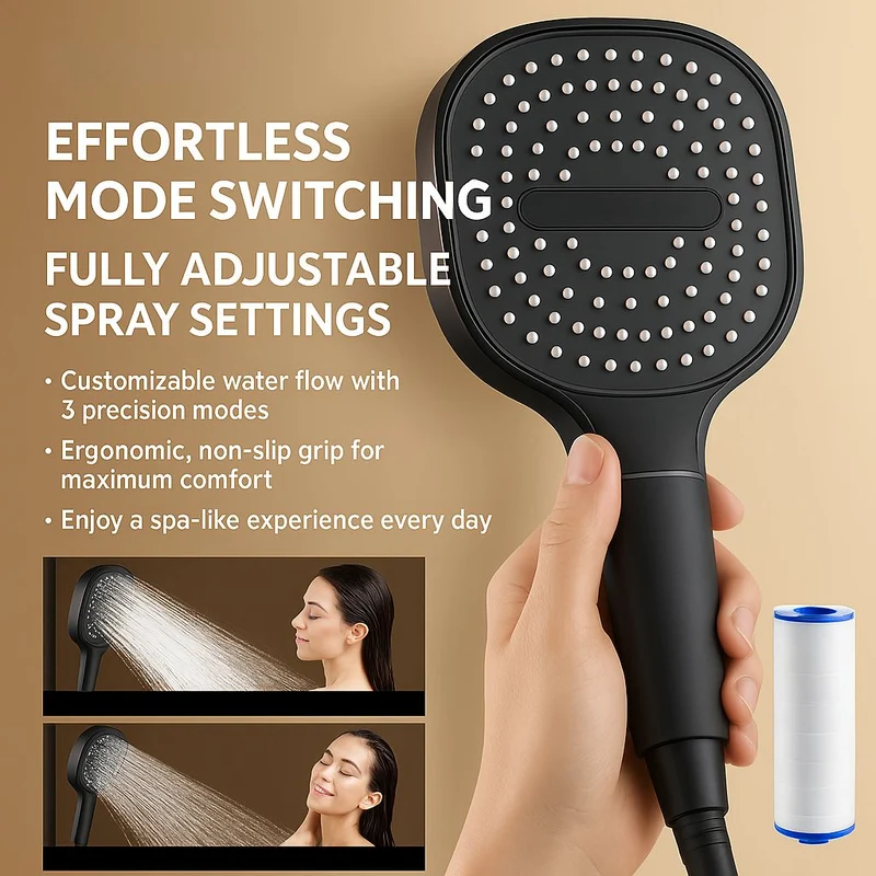 Euroselle High-Pressure Filtered Shower Head With Turbo Boost And Rain Spray