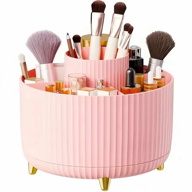 Euroselle 360-Degree Rotating Makeup Storage With Five Sections