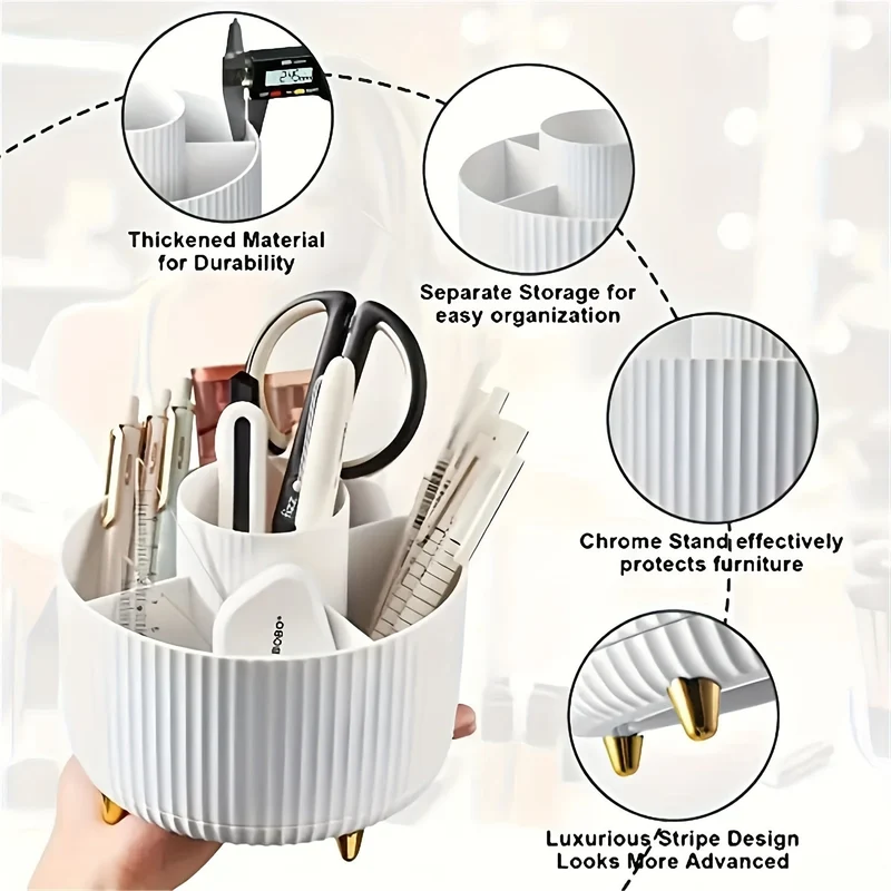 Euroselle 360-Degree Rotating Makeup Storage With Five Sections