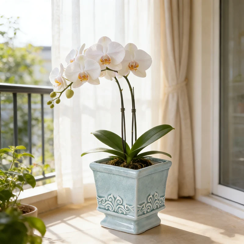 Euroselle Vintage Ceramic Planter With Compact Square Design For Elegant Indoor Plant Display