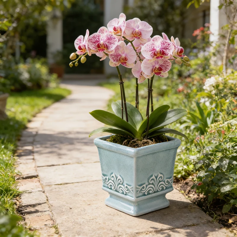 Euroselle Vintage Ceramic Planter With Compact Square Design For Elegant Indoor Plant Display