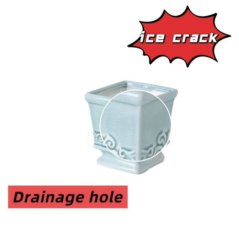 Euroselle Vintage Ceramic Planter With Compact Square Design For Elegant Indoor Plant Display