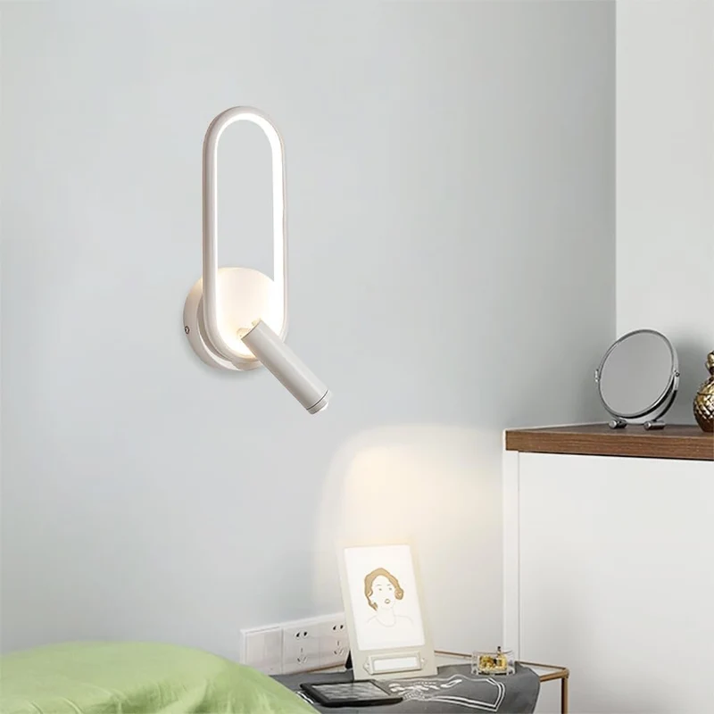 Euroselle Wall Lamp LED Aluminum Iron Adjustable Reading Light Black White