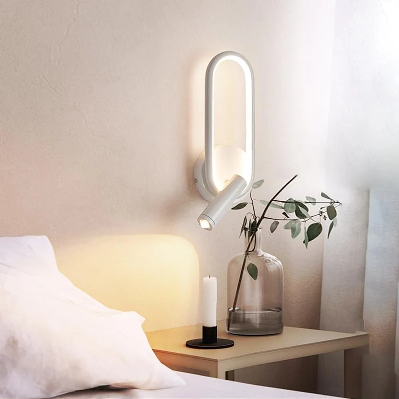 Euroselle Wall Lamp LED Aluminum Iron Adjustable Reading Light Black White