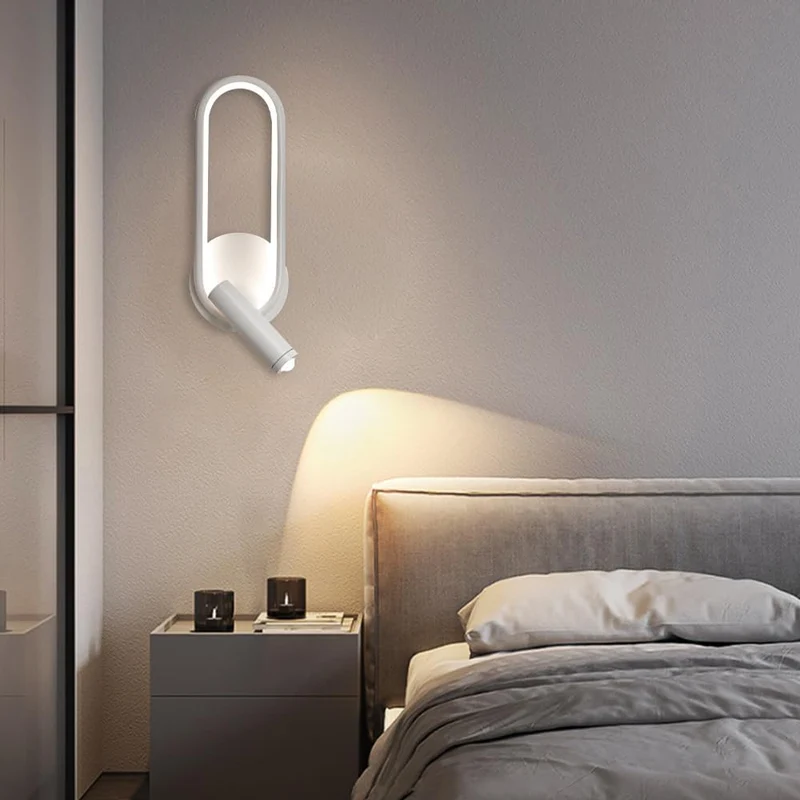 Euroselle Wall Lamp LED Aluminum Iron Adjustable Reading Light Black White