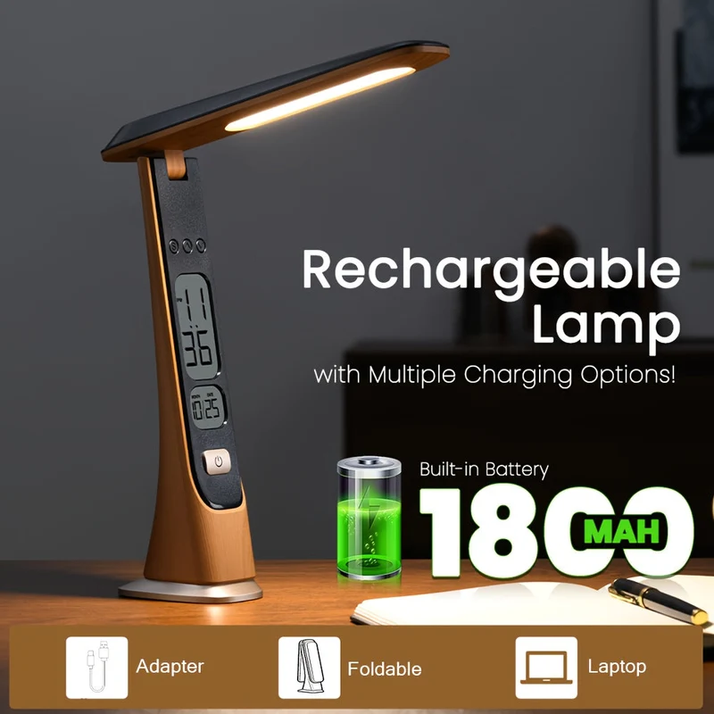 Euroselle Foldable LED Desk Lamp With Time Display