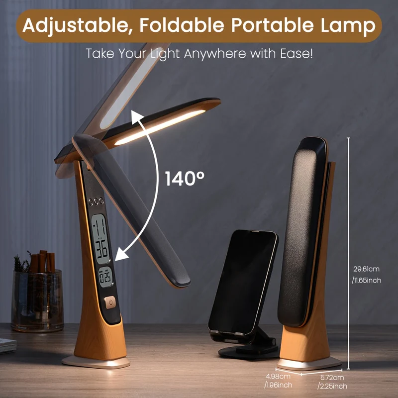 Euroselle Foldable LED Desk Lamp With Time Display