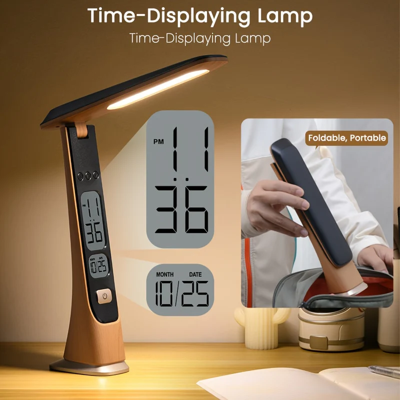 Euroselle Foldable LED Desk Lamp With Time Display