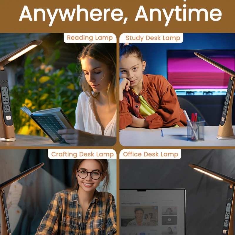 Euroselle Foldable LED Desk Lamp With Time Display
