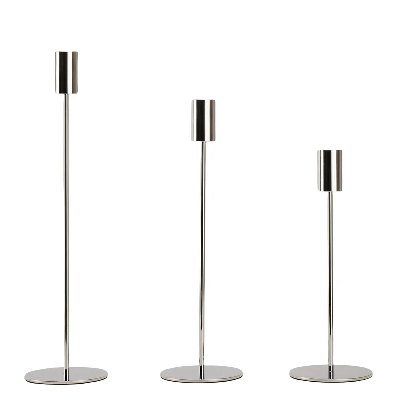 Euroselle Three-Piece Golden Iron Candlestick Holders