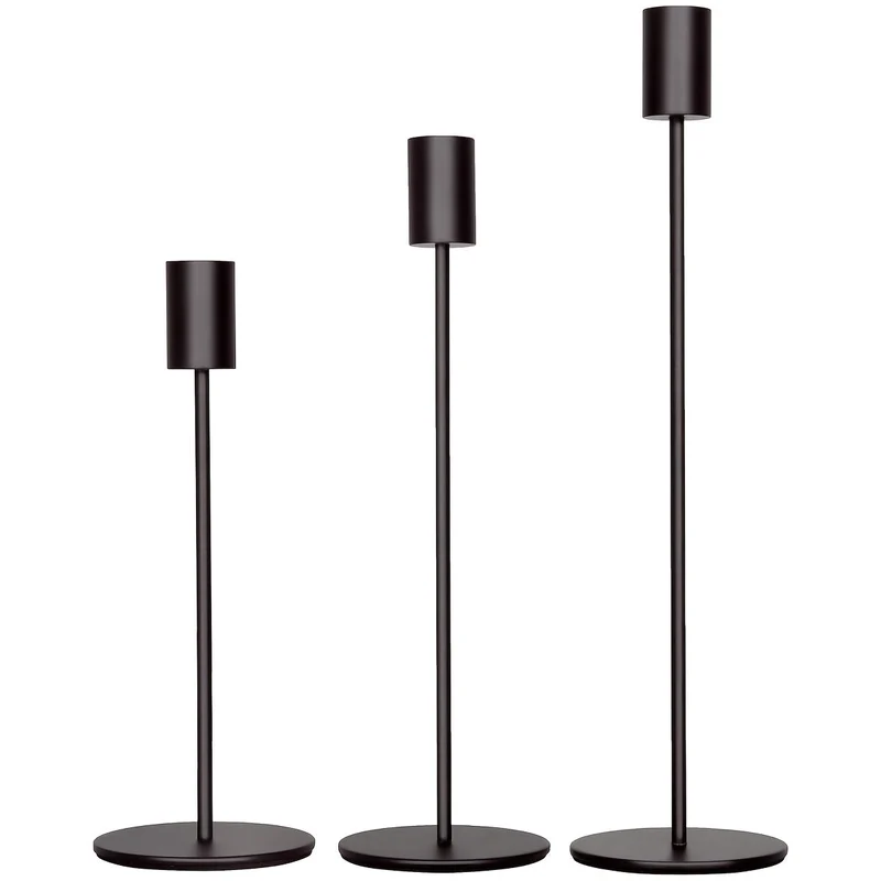 Euroselle Three-Piece Golden Iron Candlestick Holders