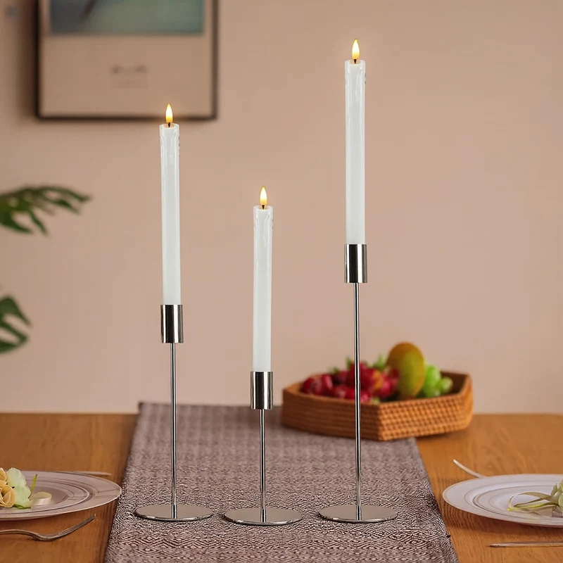 Euroselle Three-Piece Golden Iron Candlestick Holders