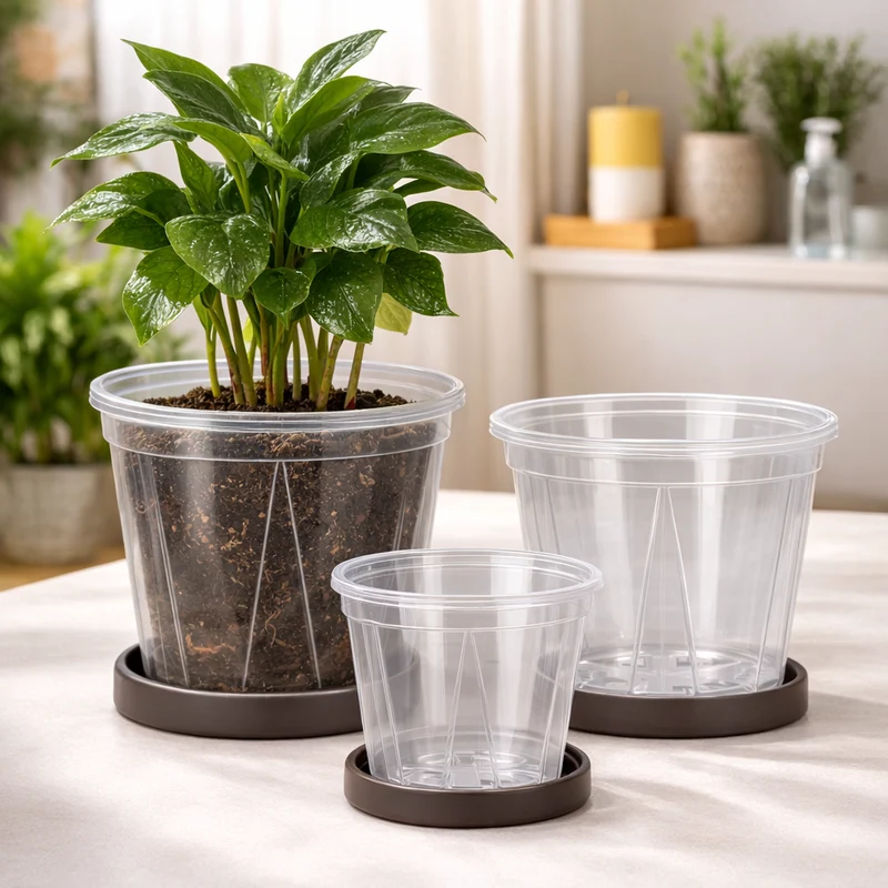 Euroselle Clear Pots With Built In Drainage Holes For Healthy Growth