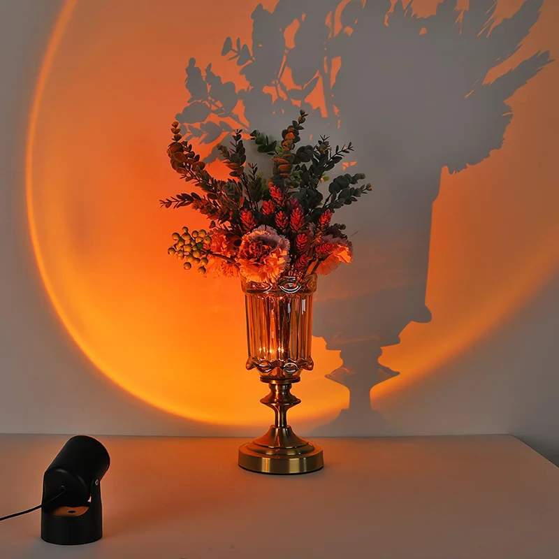 Euroselle Sunset Projection LED Table Lamp With Aluminum Glass USB Powered Indoor Light