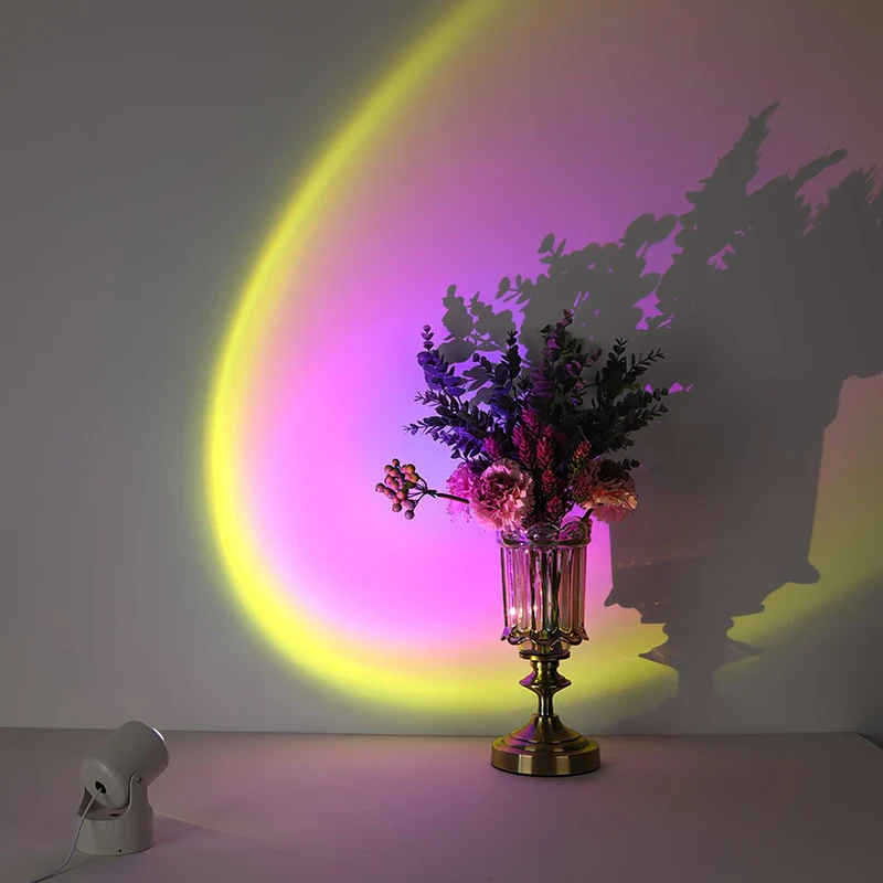 Euroselle Sunset Projection LED Table Lamp With Aluminum Glass USB Powered Indoor Light
