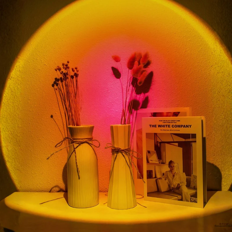 Euroselle Sunset Projection LED Table Lamp With Aluminum Glass USB Powered Indoor Light