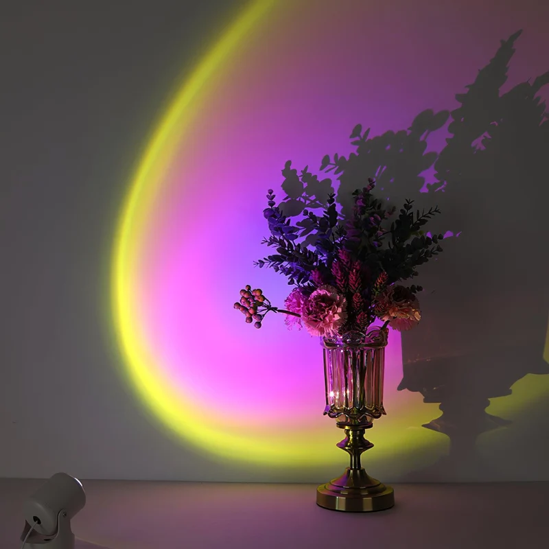 Euroselle Sunset Projection LED Table Lamp With Aluminum Glass USB Powered Indoor Light